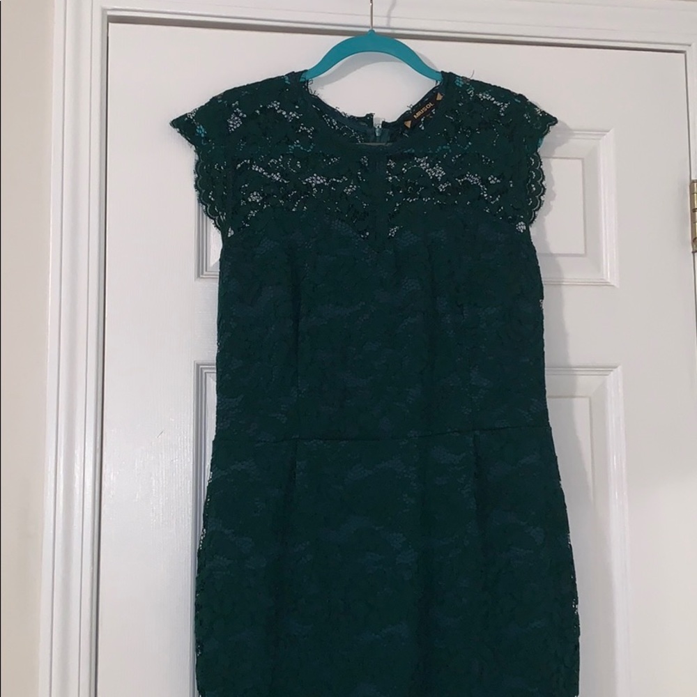 Miusol deep green lace cocktail dress